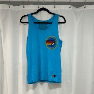 Aviator Nation Blue Tank Top with Graphic Design